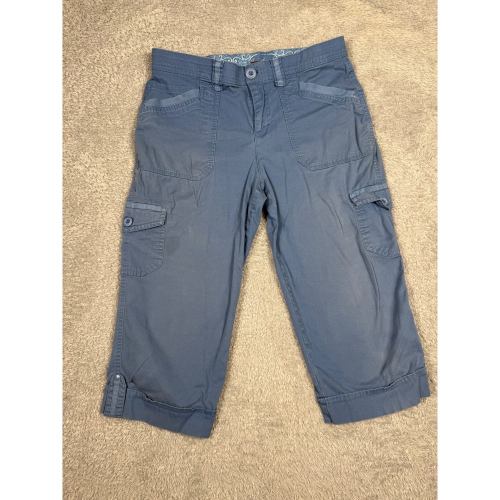 Gloria Vanderbilt Cargo Capri Pants Womens‎ 6 Blue Good Utility Cropped Trousers